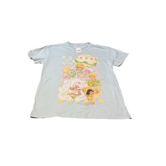 Strawberry Shortcake Men's Shirt Size S Light BluShort Sleeve Graphic Tee Casual - Picture 1 of 5